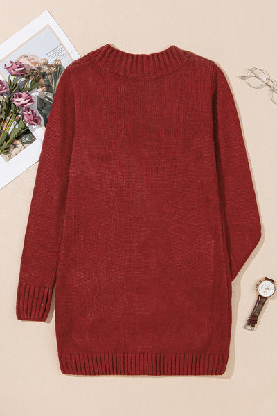 Cozy Burgundy Women's Cardigan with Button Closure and Front Pockets - Stylish Everyday Layer for Effortless Chic