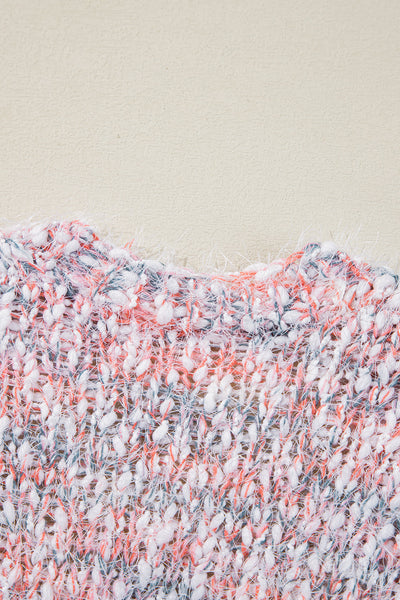 Cozy Women's Multicolor Pink Confetti Open Front Knit Cardigan - Stylish Layer for Casual Looks and Everyday Comfort