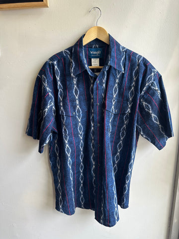 Vintage Men’s Blue Western Wrangler Shirt | Size Large