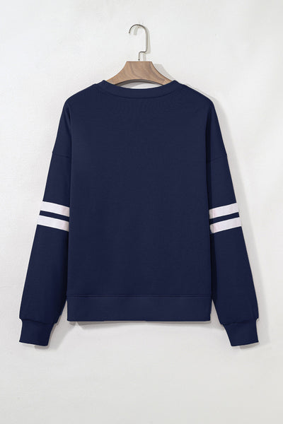 Cozy Women's Varsity Stripe Sweatshirt - Trendy Casual Style for Everyday Comfort in Soft Fabric