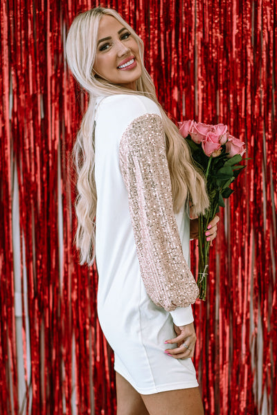 V Neck Irregular Mesh Panel Mini Dress