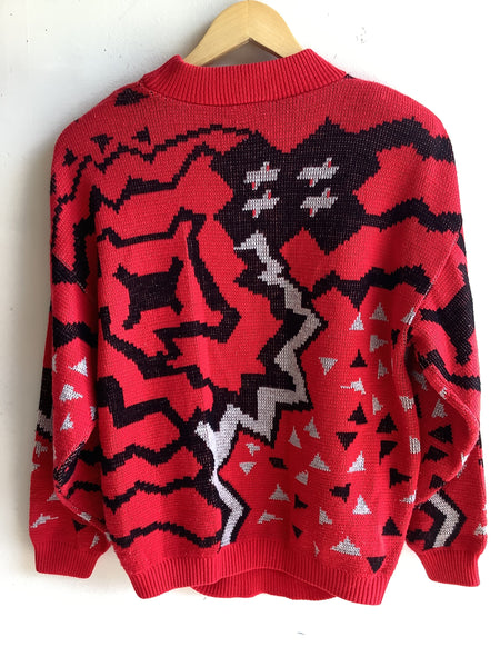 Vintage 80s Abstract Knit Sweater- Made in Canada