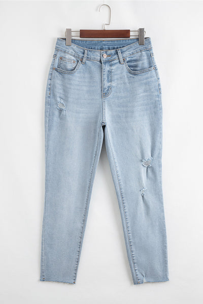 Classic Blue Distressed Skinny Jeans for Women - Trendy, Comfortable Everyday Style with a Flattering Fit