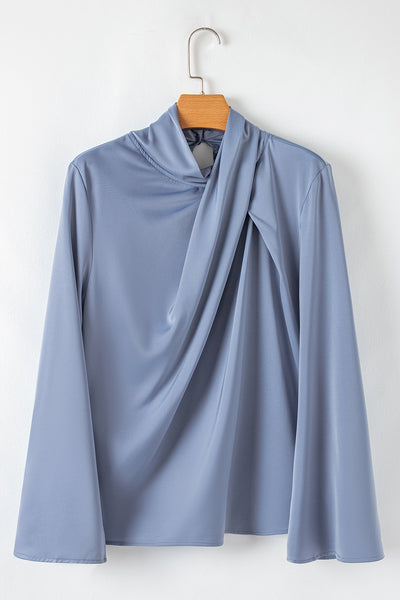 Effortlessly Stylish Women's Soft Pastel Bell Sleeve Blouse - Flowy Fit for Ultimate Comfort and Fashion-Forward Looks