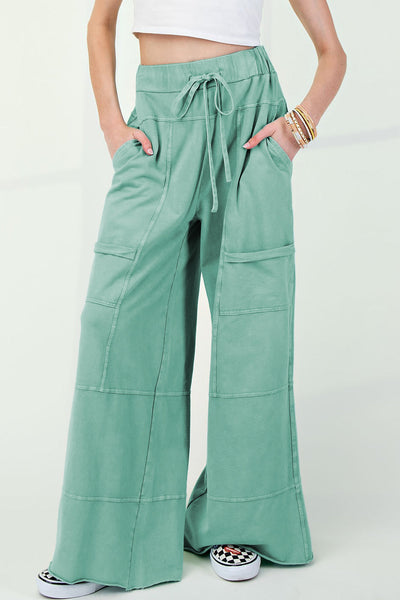 Women's Olive Green Flowy Cargo Pants - Relaxed Fit for Comfortable, Effortless Casual Style and Chic Everyday Wear