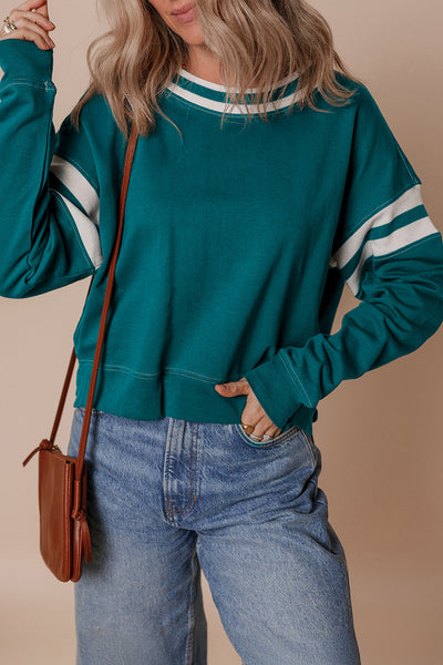 Cozy Women's Striped Sweatshirt in Soft Cotton Blend, Relaxed Fit for Effortless Casual Style and Everyday Comfort