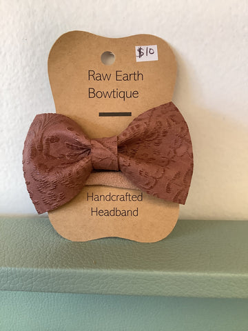 Raw Earth Bowtique Clay Lace Print Headband