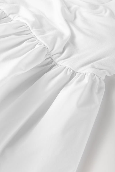 Stylish Women's White U-Neck Long Sleeve Top with Bubble Hem - Versatile for Casual and Dressy Occasions