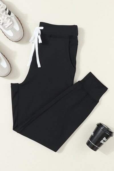 Stylish Women's Black Joggers with Pockets & Drawstring Waist for Ultimate Comfort in Casual Wear