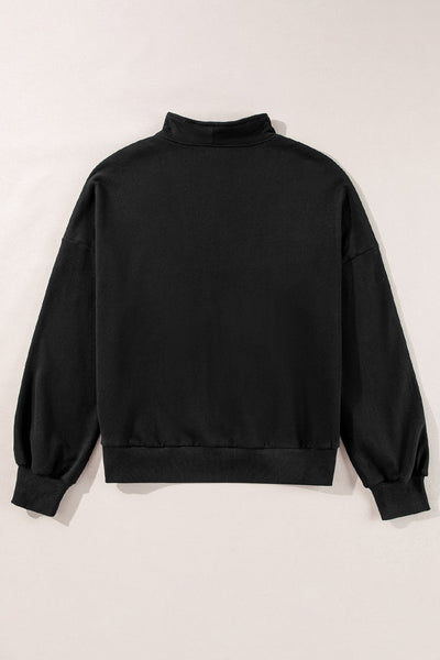 Cozy Women's Black Zip-Up Sweatshirt with Stand Collar & Kangaroo Pocket Stylish Everyday Essential for Comfort