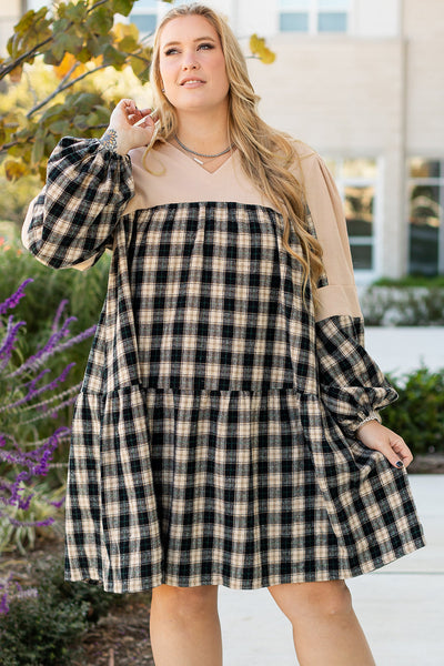 Plus Size Women's Casual Plaid Dress - Chic Short Sleeve Style for Everyday Comfort and Effortless Fashion