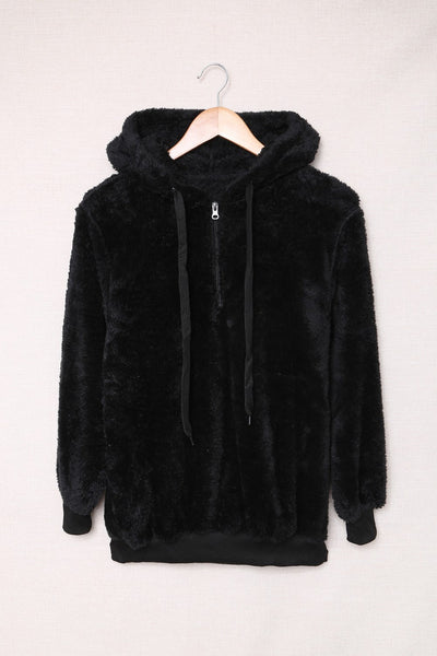 Stylish Women's Cozy Black Hoodie - Warm Pullover with Relaxed Fit for Casual Everyday Comfort