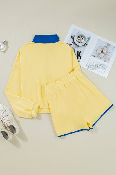 Women's Casual Color Block Pullover and Short Set - Trendy Summer Outfit with Comfortable Fit and Stylish Appeal