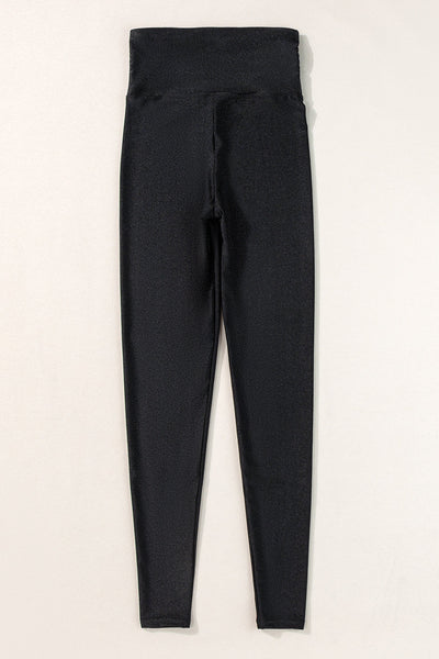 Stylish Women's High-Rise Black Leggings with Waist Cincher - Sculpting Comfort Fit for Everyday Wear