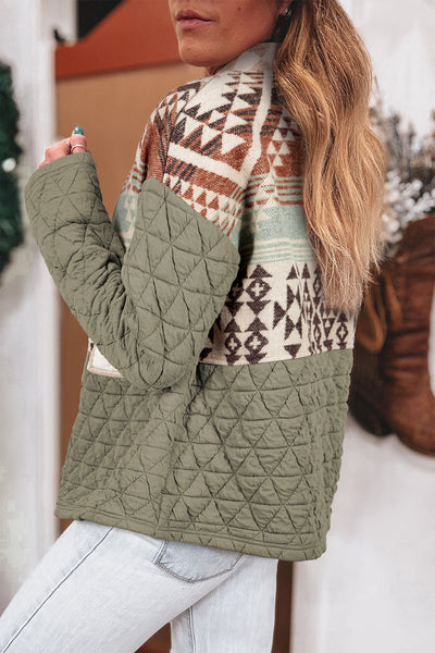 Women's Laurel Green Aztec Quilted Western Jacket