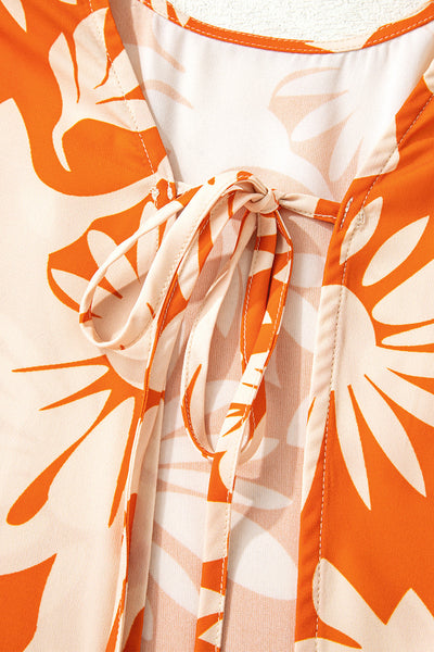 Lightweight Women's Orange Floral Blouse - Stylish Short Sleeve Summer Top with Relaxed Fit for Effortless Comfort