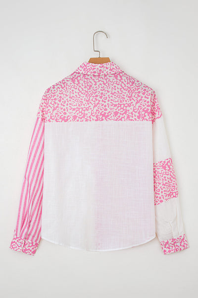 Stylish Women's Leopard Striped Blouse - Flattering Casual Top in Trendy Print for Effortless Everyday Style