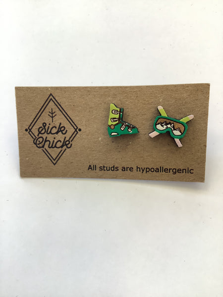 Ski Boot + Google Stud Earring- Sick Chick (Revelstoke, BC)