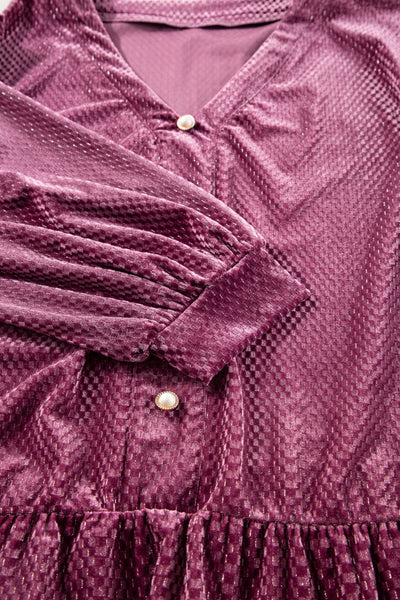Plus Size Burgundy Velvet Dress for Women - Elegant Party Wear with Flattering Fit and Comfortable Style