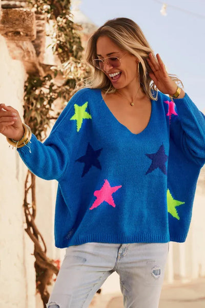 Soft Knit Dark Blue Women's Relaxed Fit Sweater - Cozy Layering Essential for Casual Outfits and Everyday Wear