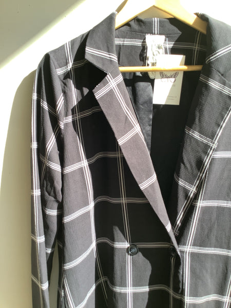 Black & White Windowpane Check Blazer