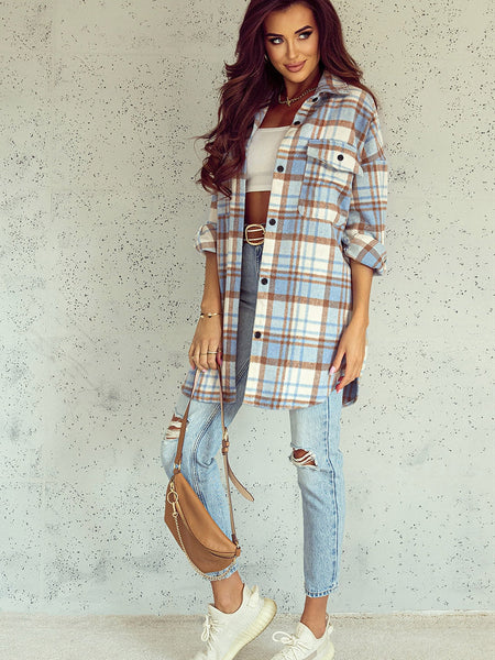 Women's Detachable Hood Plaid Flannel Shacket with Pockets