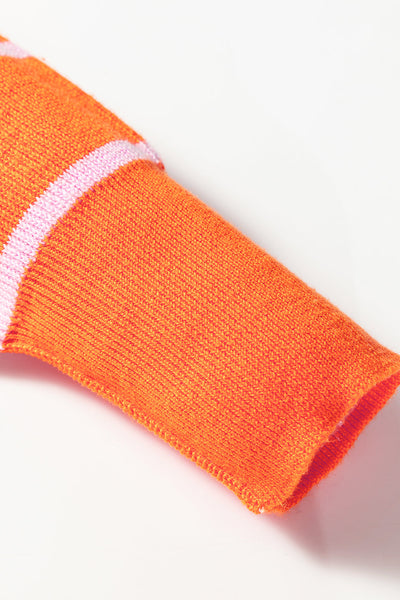 Stylish Women's Cozy Orange Stripe Sweater - Comfortable Knit Top with Relaxed Fit for Casual Everyday Style
