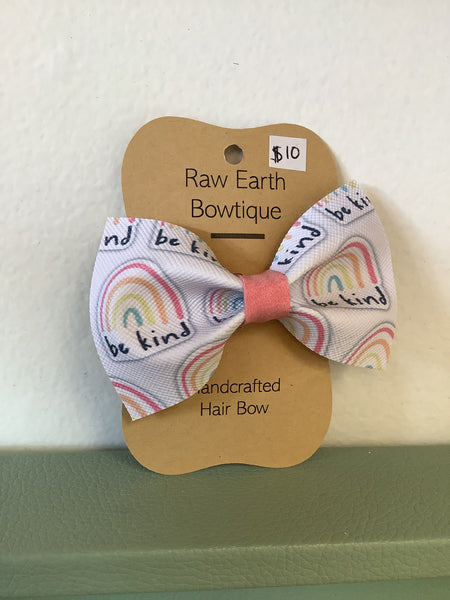 Raw Earth Bowtique be kind hair bow clip