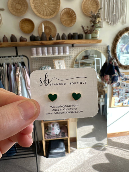 Standout Boutique Shamrock Gold Heart Stud Earrings
