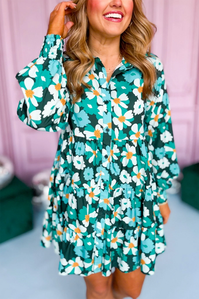 Vibrant Floral Puff Sleeve Dress for Women Perfect Summer Style for Casual Outings and Special Events