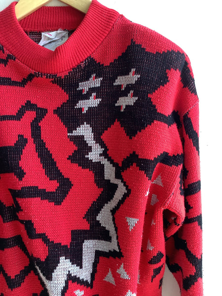Vintage 80s Abstract Knit Sweater- Made in Canada