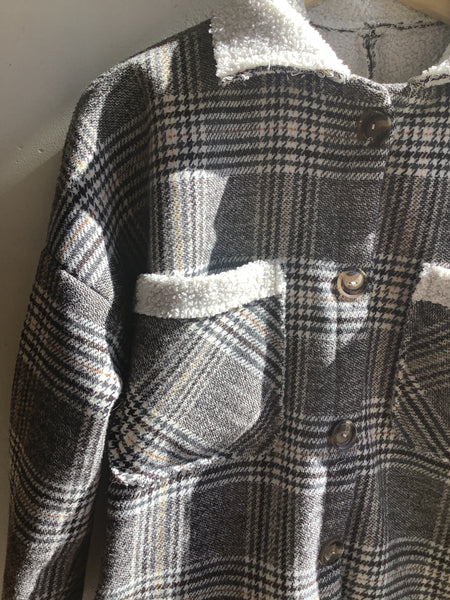 Vintage Plaid Sherpa-Lined Shacket