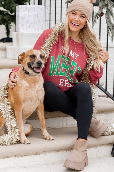 Women's Strawberry Corded Graphic Sweatshirt in Loose Fit
