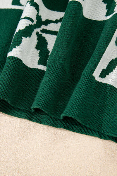 Women's Checkered Bow Knit Sweater in Hunter Green made for easy styling and wardrobe coordination, with premium-like structure and finish.