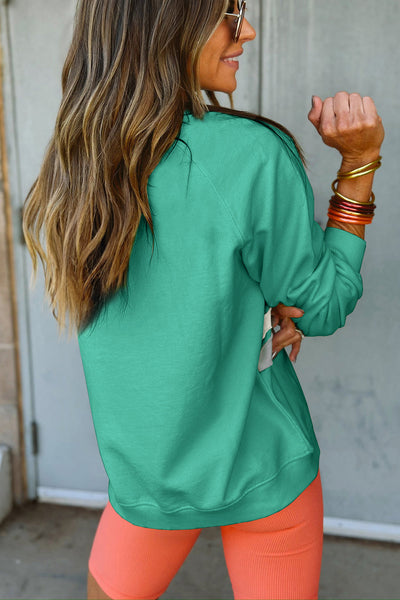 Women's Cozy Mint Green Rainbow Colorblock Striped Pullover Sweatshirt - Stylish Comfort for Casual Outings