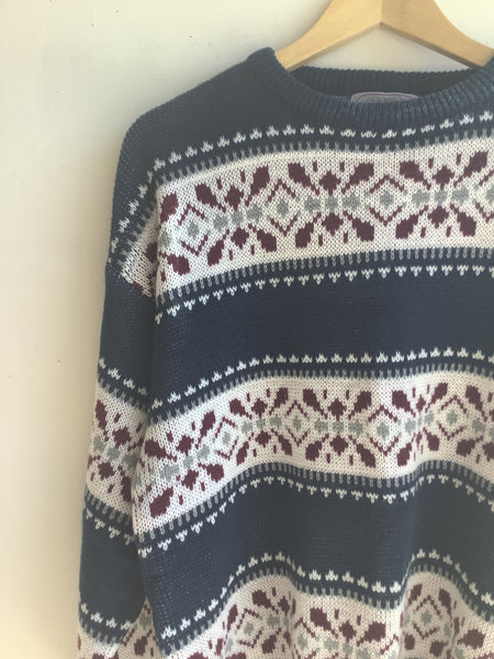 Vintage Celebrity Club Fair Isle Knit Sweater