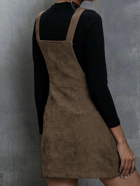 Zip Pocket Leather Strap Dress