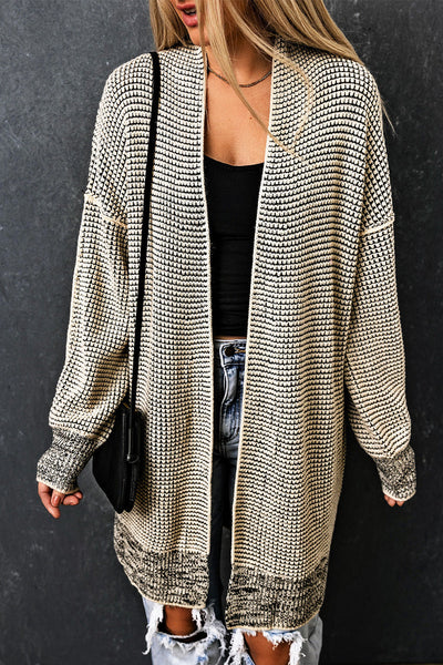 Cozy Women's Apricot Plaid Long Cardigan - Open Front Sweater for Casual Chic Outfits and Everyday Comfort