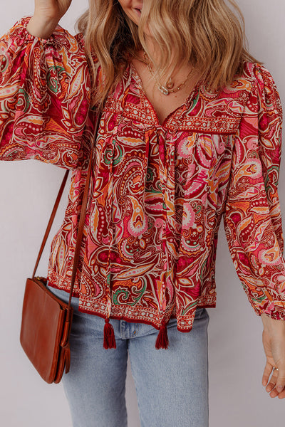 Chic Women's Lightweight Paisley Print Blouse - Elegant Top for Casual and Office Style, Perfect Fit for Everyday Wear