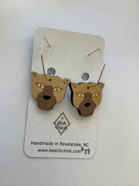 Wildcats Wooden Dangle Earrings - Sick Chick (Revelstoke, BC)