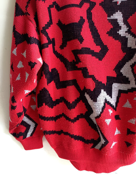 Vintage 80s Abstract Knit Sweater- Made in Canada