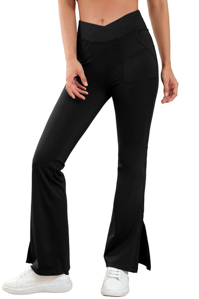 Solid Vintage-Inspired High Waist Flare Leg Slim Pants