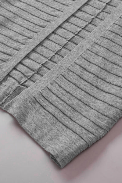 Chic Gray Ribbed Open Front Cardigan for Women - Cozy Knit Layering Essential for Stylish Fall Looks