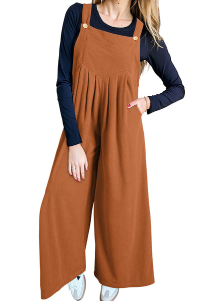 Women's Leopard Print Wide Leg Jumpsuit - Stylish Thai Curry Design for Casual or Dressy Wear, Comfortable Fit