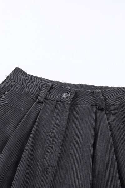Chic High-Waisted Gray Corduroy Straight Leg Trousers for Women Stylish Comfort for Every Occasion