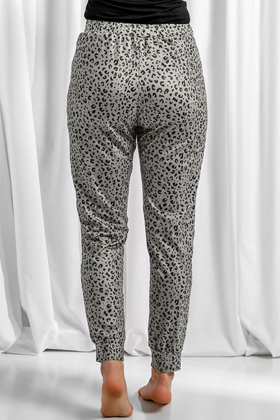 Women's Comfortable Khaki Leopard Print Joggers - Elastic Waist, Casual Fit for Everyday Style and Relaxed Outfits