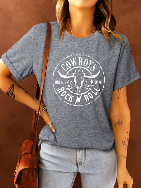 Wild West Inspired Graphic Tee in Charcoal Gray
