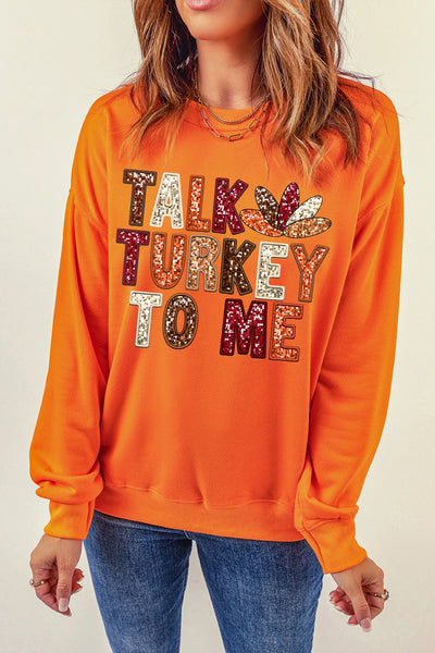Women's Talk Turkey to Me Graphic Sweatshirt in Burnt Orange