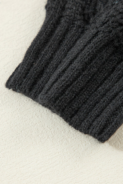 Elegant Women's Black V-Neck Sweater with Hollow Out Design and Drop Shoulders - Cozy Knit Top for Casual Style