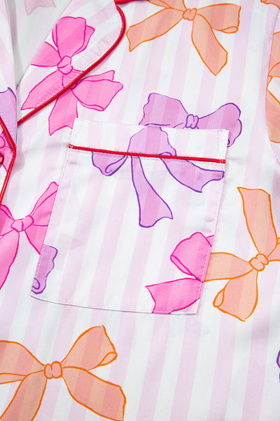 Chic Women's Bow Print Pajama Set - Soft, Cozy Sleepwear for Relaxed Nights, Perfect Gift in Charming Colors